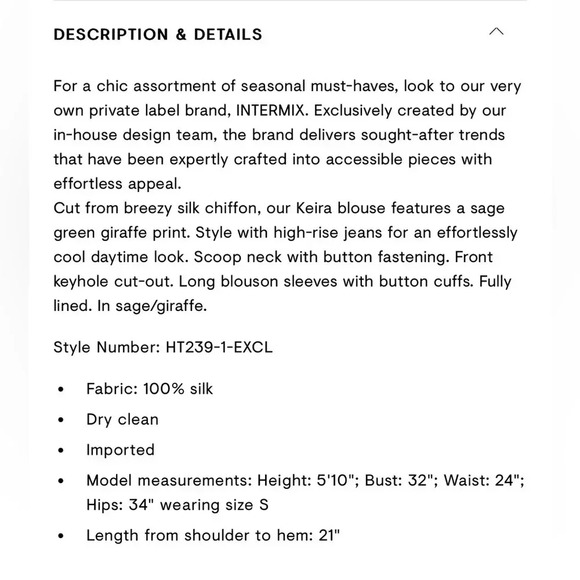 Intermix Kiera silk blouse sage green giraffe print keyhole excellent Size XS - Picture 10 of 11